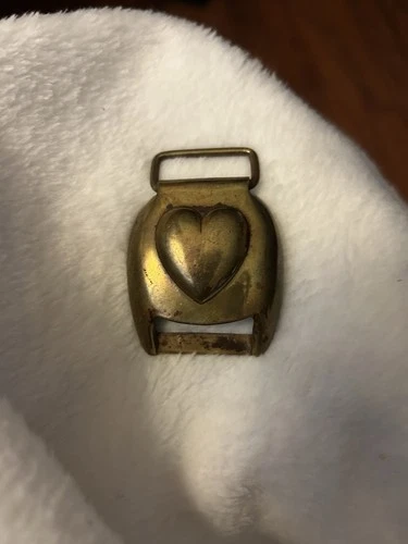 Civil War era brass HEART HORSE Bridle Harness or Blanket BUCKLE Rosette  CSA