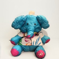 Vtg The Wild Blue Elephant Fisher Price Puffalumps Elephant Hawaiian Shirt 1987