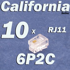 10 X Pcs RJ11 Plug 6P2C Phone Modular Telephone Connector Adapter Crimp RJ 11