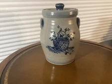 *ROWE POTTERY* Salt Glazed Crock with Lid   9.5" high - dated 1998