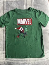 Kids' Marvel Spider-Man Christmas Short Sleeve Graphic T-Shirt Size Medium Green