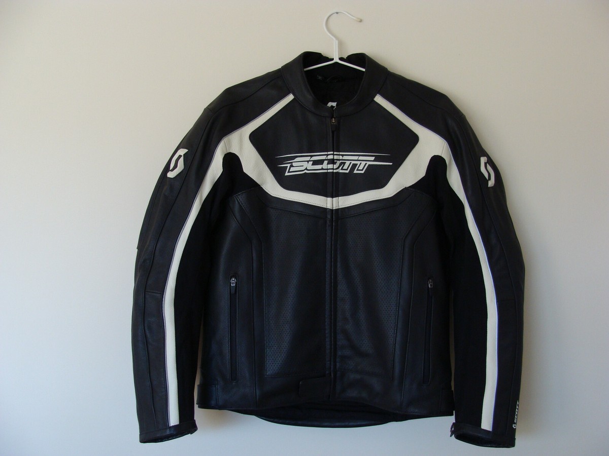 SCOTT Tyler Motorcycle Leather Jacket Motorrad Lederjacke Black