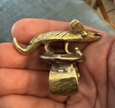 Artisan Mixed Metal Open Ring Mouse On Top Figural Unique OOAK