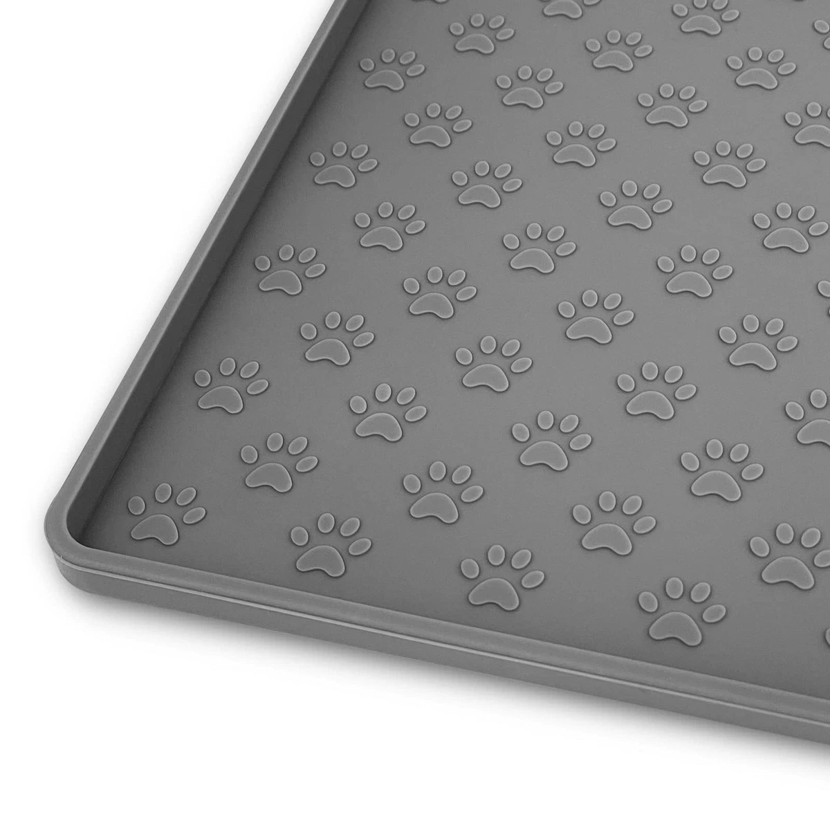 Alfombrilla De Alimentación Para Perro Y Gato De 40x60 Cm, Color Gris, Fácil De Limpiar, Antideslizante