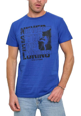 T-Shirt Herren Never Stop Explore Kurzarm 100% Baumwolle ZY09 Neu