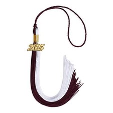 Endea Graduation Maroon/White Tassel with Gold Date Drop