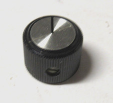 Hi Fi Knob Metal Ribbed Sides Silver Caped Top Set Screw Unbranded c 1960's