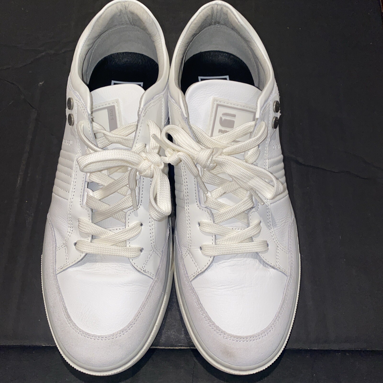 G-Star RAW white leather suede Rackam Core Mid Sneakers Size