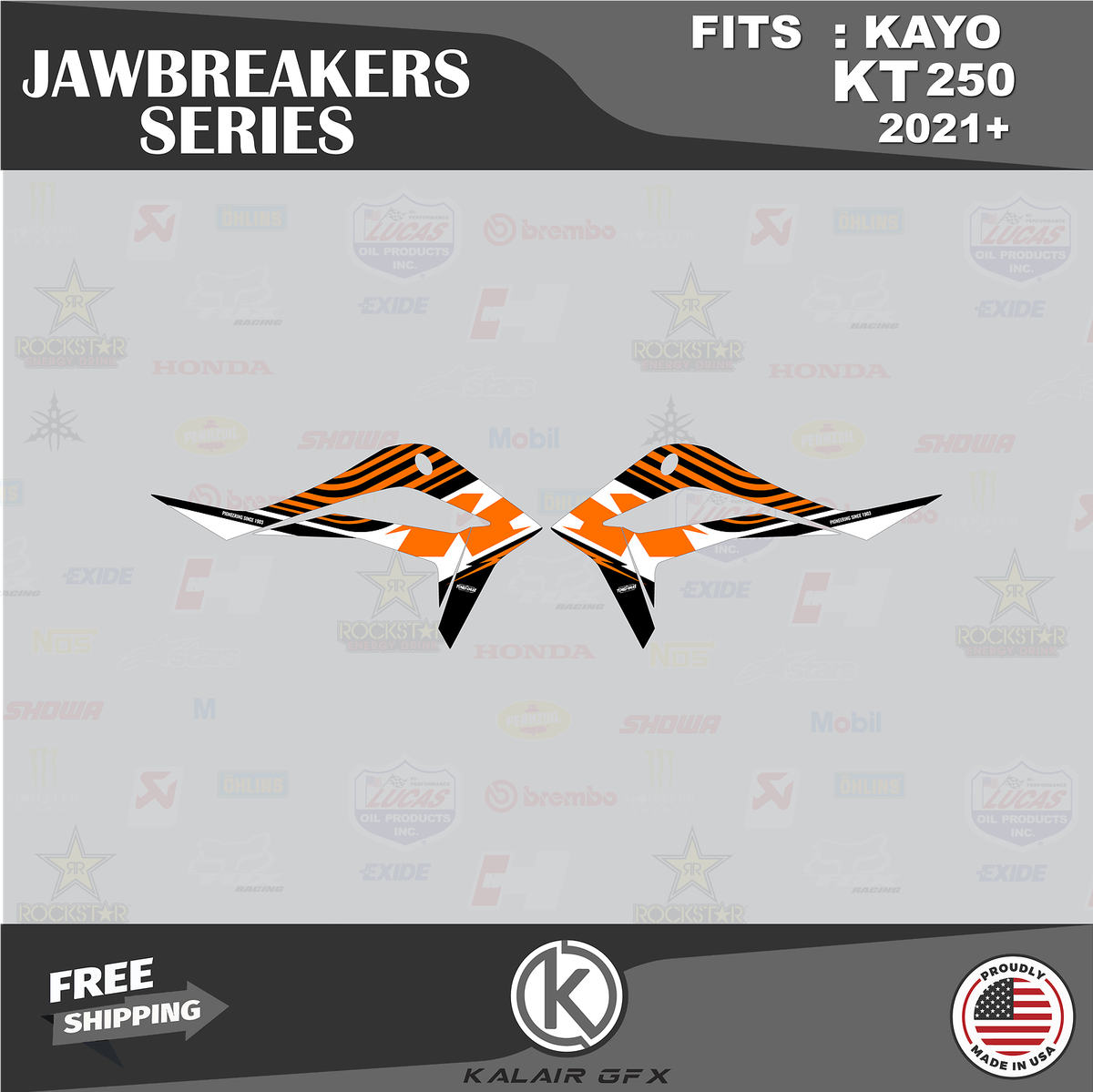 Graphics Kit for KAYO KT 250 Dirt Bike (2021+) Jawbreakers Series