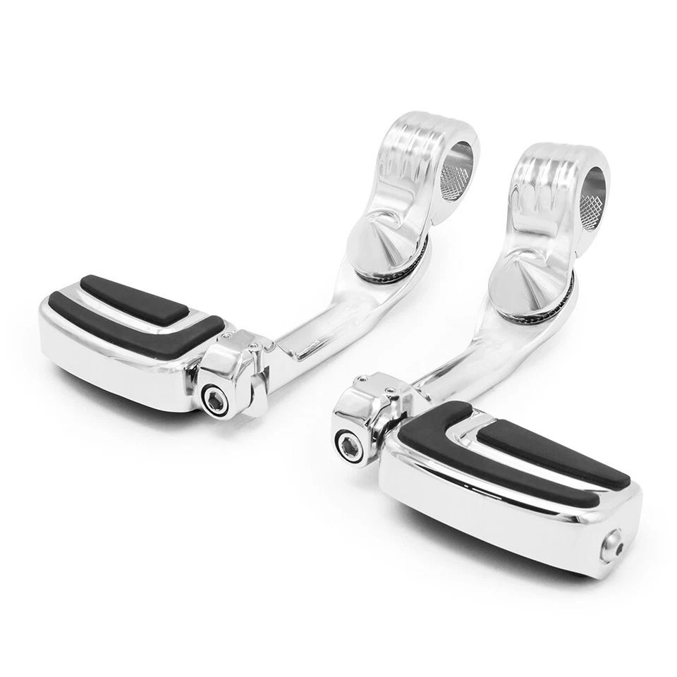 Estriberas de barra de choque cromadas de 1-1/4" con soportes para Harley Sportster Custom XL1200C Foto 3 de 4