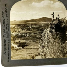 Acambaro Mexico Birds Eye Cliff Real Photo Stereoview Keystone Volcano God V1