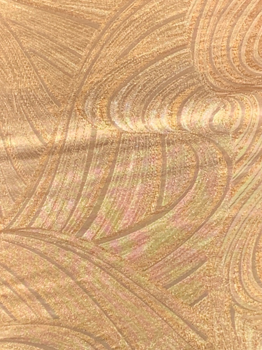 Japanese Kimono Fukuro Obi/Belt golden color thread wave  display picture 3