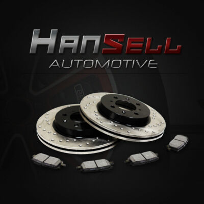 [Front Cross Drilled Brake Rotors Semi Metallic Pads] Fit 10-15 Ford F-150 7 Lug