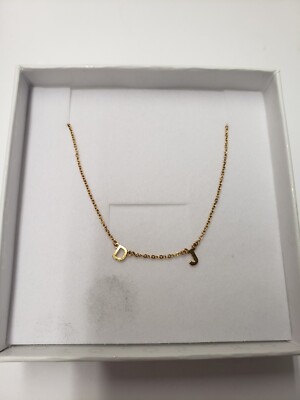 OAK AND LUNA INEZ INITIAL D-J NECKLACE - GOLD VERMEIL 14''- 16''
