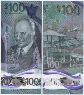 Barbados _ 100 Dollars 2024 UNC P. W85 Polymer Lemberg Zp