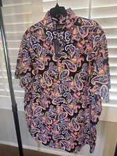 NWT Cremieux Mens Shirt 2XT Short Sleeve Paisley Colorful Stretch Button Up