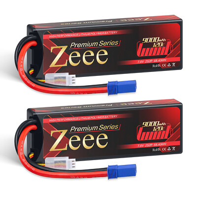 2x Zeee Hochdruck 7.6V 2S Lipo Akku 9000mAh 120C EC5 für RC Airplane Auto LKW