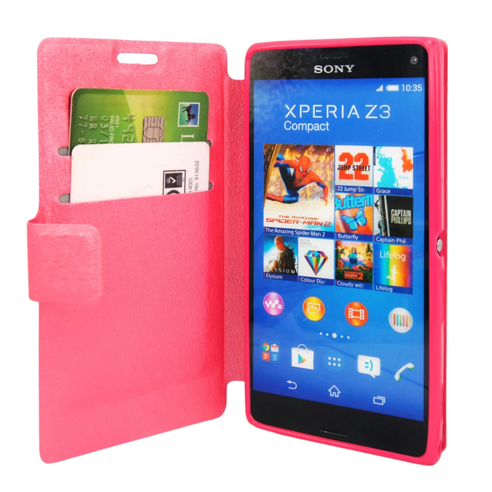 Funda Para Sony Xperia X Z3 Z5 M5 M2 Aqua E4G Cuero A prueba de Golpes Abatible Billetera Cubierta Foto 4 de 4