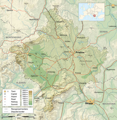 24x24in Poster Kosovo Topographic Map
