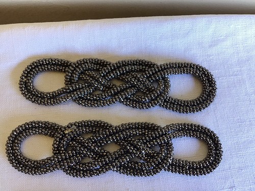 Lote de 4 apliques de costura steampunk gótico con cuentas tachonadas plateadas trenzadas de metal - Imagen 2 de 6