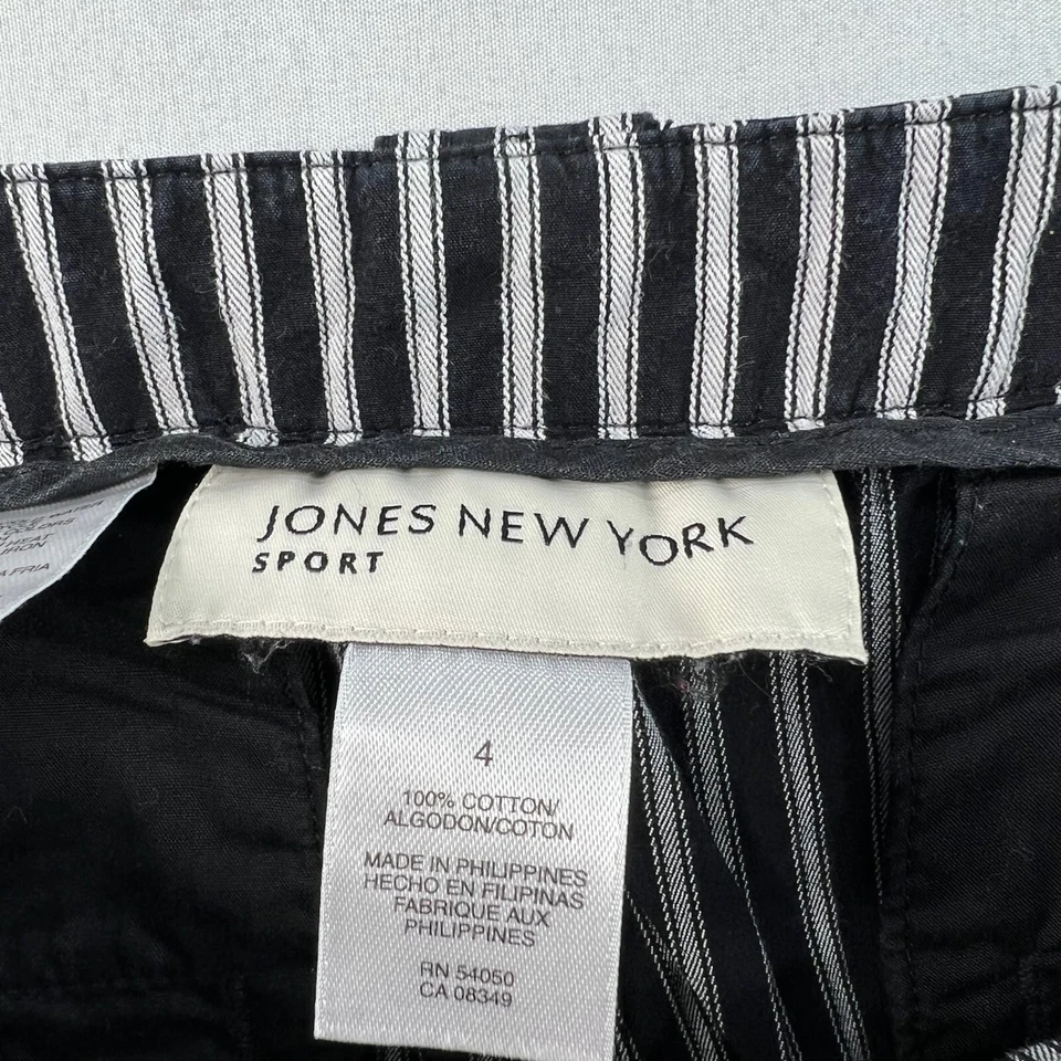Pantalones cortos deportivos Jones New York para mujer talla 4 negros grises a rayas 100 % algodón Foto 3 de 4