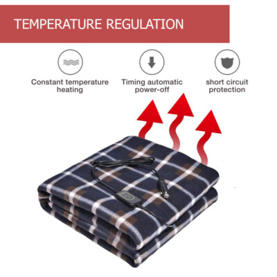 12V Heated Fleece Car Blanket With Controller For Timer & Heat