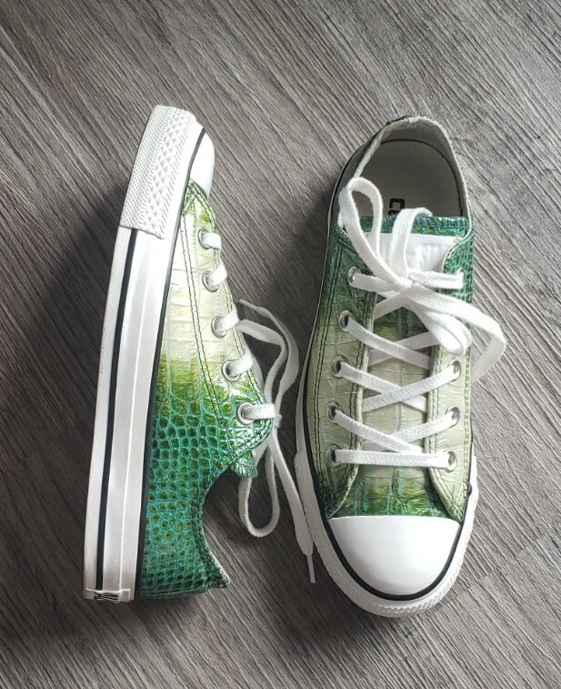 RARE Converse All Star Crocodile Embossed Leather Sneakers Size