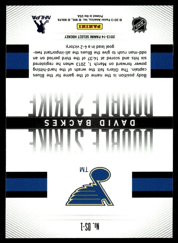 2013-14 Panini Select Double Strike David Backes St. Louis Blues #DS-1 - Image 2 of 2