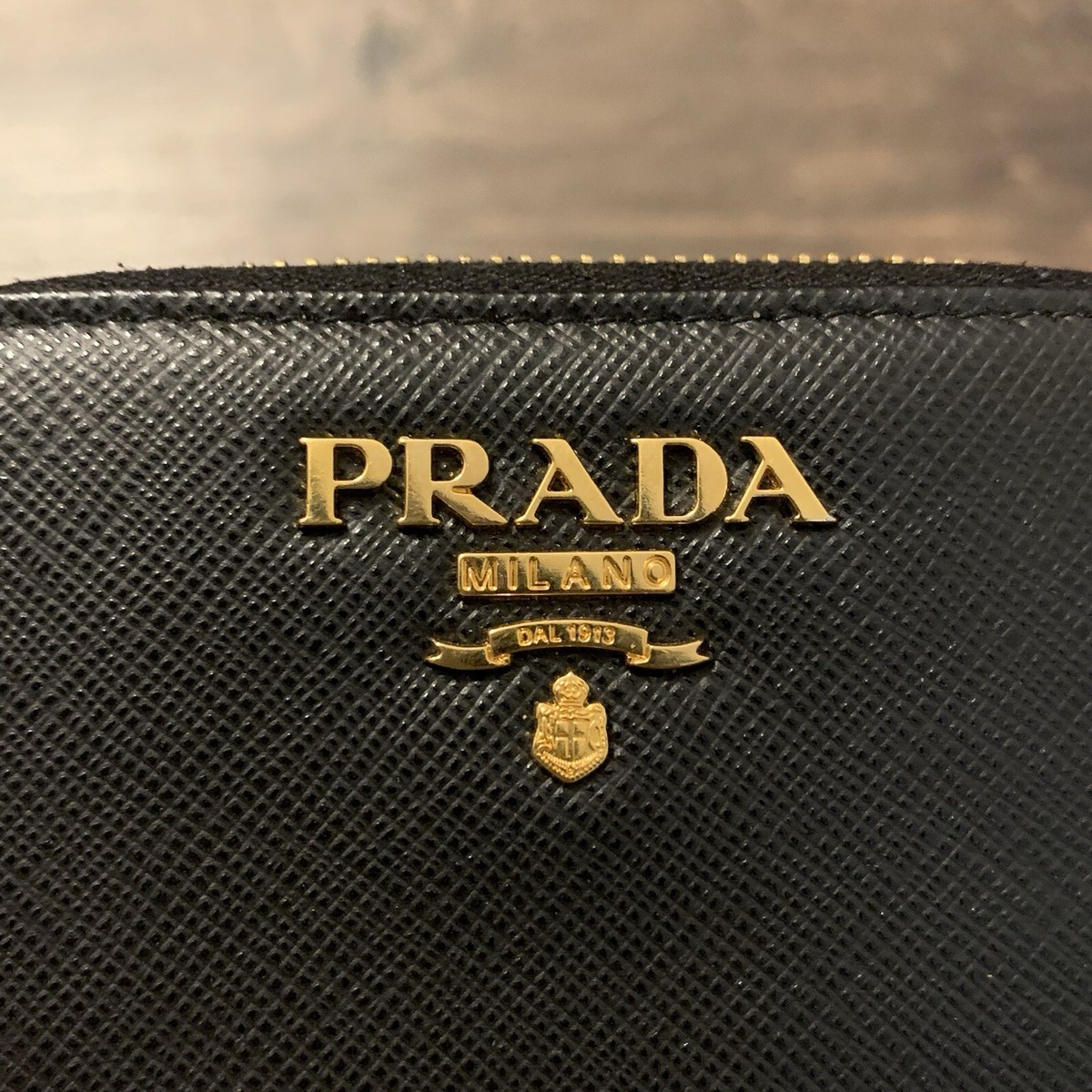 Prada Nero (Black) Saffiano Leather Compact Zip Around Wallet | eBay