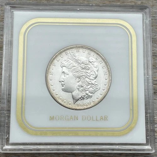 1904-O $1 MORGAN SILVER ONE DOLLAR CH/GEM BU Nice Luster W/ Case