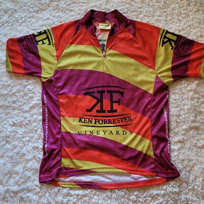 Anatomic Brand Cycling Jersey Ken Forrester Vineyards Wines Sz XL Vibrant 