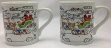 Reindeer Christmas Mugs Santa Traffic Jam Coffee Tea Cup Toscany Sleigh Set/2