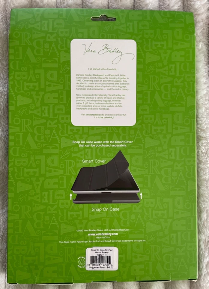 NIB Vera Bradley Snap On Case for iPad 2 iPad 3 Marina Paisley Design New In Box - Image 4 of 4
