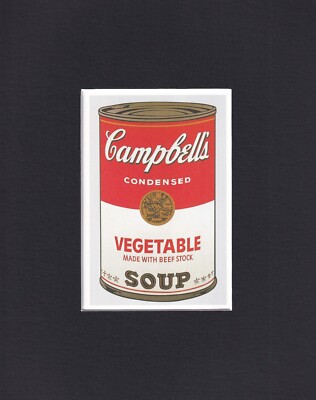 8X10'' Matted Print Andy Warhol Art Picture: Campbell's Vegetable Soup Can, 1968