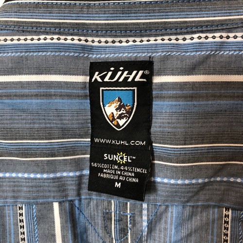 Kuhl blau Baumwolle Nylonmischung konische Passform Knopf US-Shirt Erwachsene Größe Medium - Bild 10 von 10