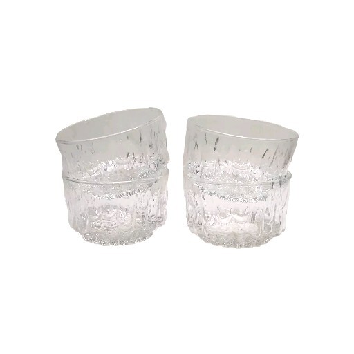 1970s Ravenhead Vista Textured Glass Sundae Dishes Set of 4