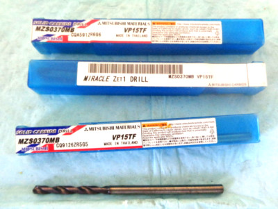 One New Mitsubishi 3.7mm .145 Carbide Coolant Thru Drill MZS0370MB VP15TF ZET1