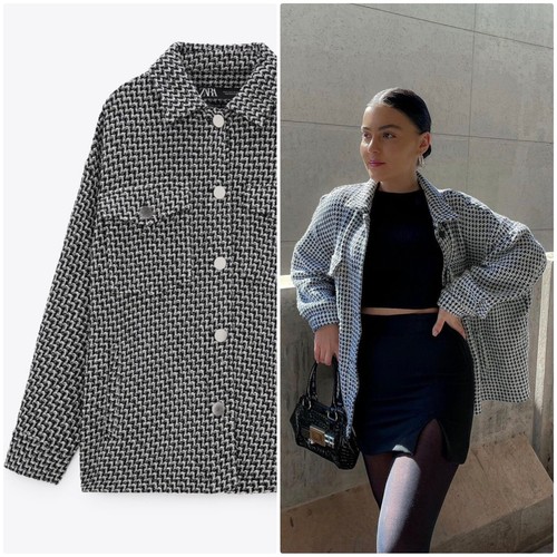Zara Plaid Overshirt Jacket Blazer New 
