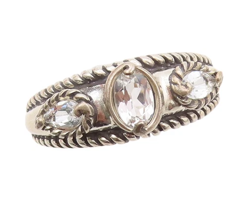 925 Sterling Silver Vintage Ring CAROLYN POLLACK Oval & Drop CZ  SZ 10  RG32069