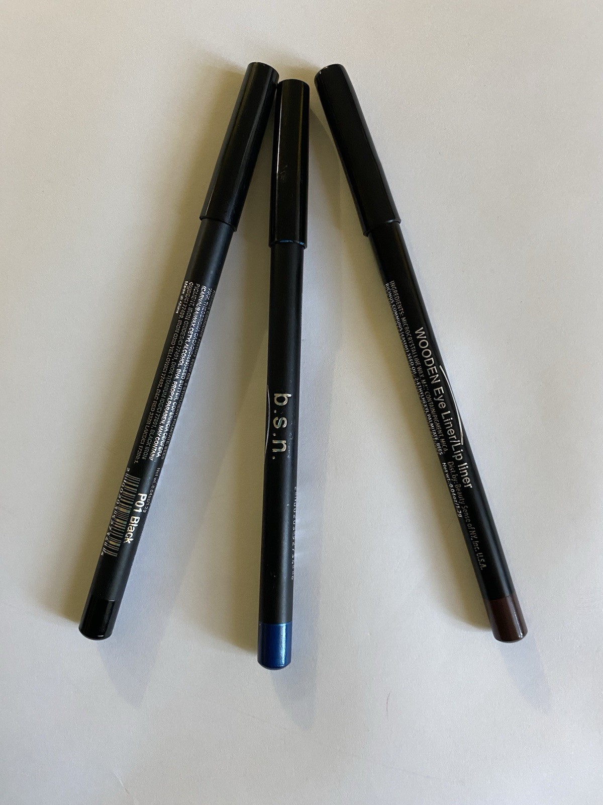 BSN Wooden Eyeliner & Lip Liner Set - 3 Colors, 0.04 oz Each