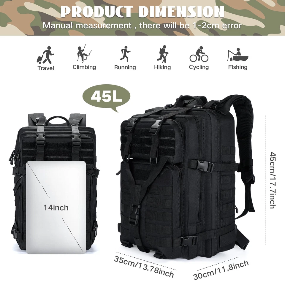 30L 40L 45L US Army Rucksack Molle Militär Armee BW Bundeswehr Kampfrucksack Neu - Bild 4 von 4