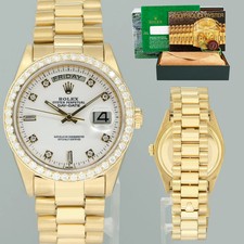 Rolex President Day-Date White Diamond 18038 Quickset Yellow Gold Watch Box