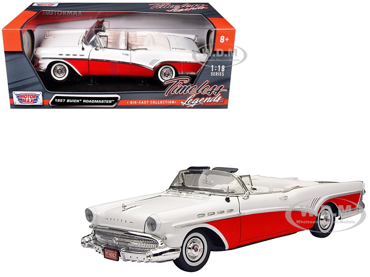 1957 BUICK ROADMASTER CONVERTIBLE RED 1/18 DIECAST MODEL CAR BY