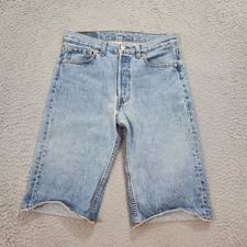 Vintage Levis 501 Shorts Womens 29W Blue Denim Bermuda Button Fly US Made Read