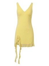 Butter Yellow V-Neck Mini Dress Ruffle Detail Vacation Y2K Club Resortwear S
