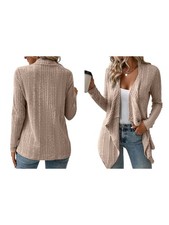 Damen Drapierte, Offene Vorderseite Leichte Strickjacke Tops Lässige Langar9940