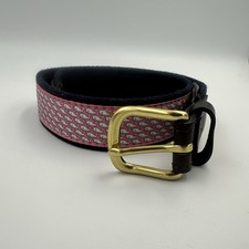 Vineyard Vines by Shep  Ian Pink/Blue Whale Canvas/Leather Club Belt sz 28