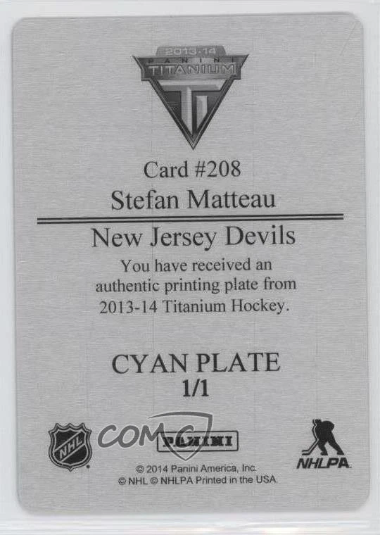 2013 Panini Titanium Printing Plate Cyan 1/1 Stefan Matteau #208 Rookie RC 0c3 - Image 2 of 3