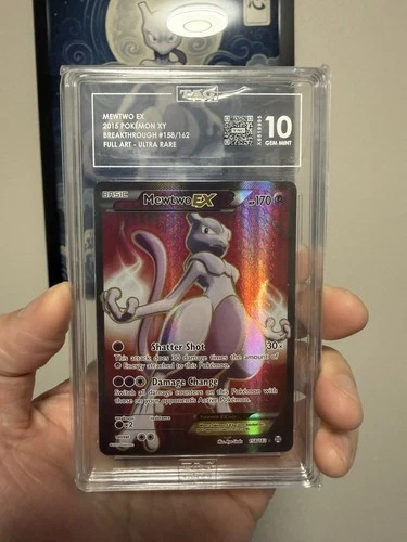 2015 POKEMON XY BREAKTHROUGH #158 FULL ART/MEWTWO EX TAG 10