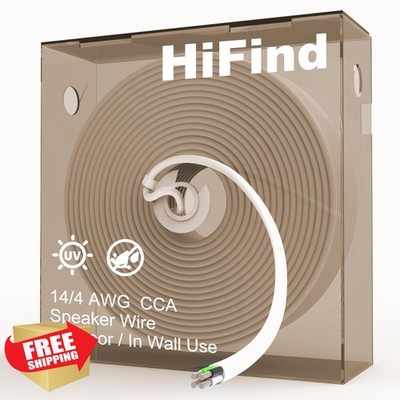 HiFind 14/4 AWG Speaker Wire 250 FT Outdoor CCA White